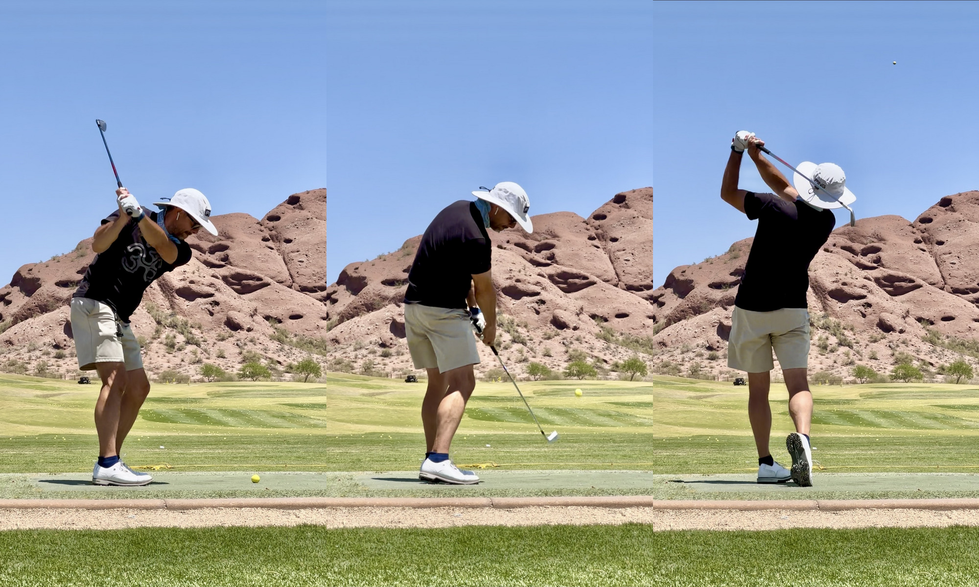 TPI Certified golf coach swing sequence β top of swing, impact, and follow-through at Papago Golf Course, Phoenix AZ